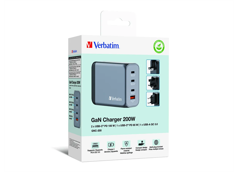 Verbatim GaN 4 Port Charger 200W