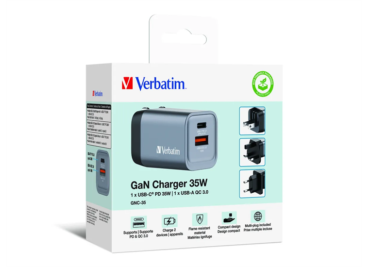 Verbatim GaN 2 Port Charger 35W