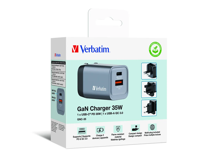 Verbatim GaN 2 Port Charger 35W