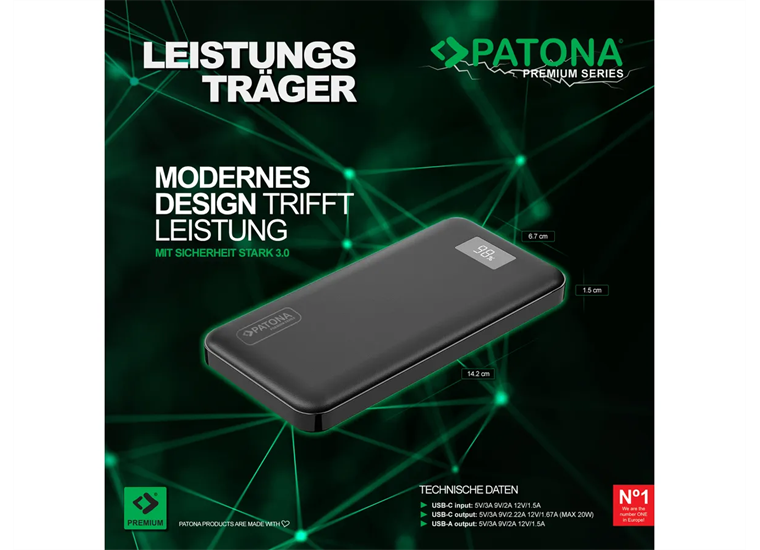 Patona Powerbank PD20W 3.0 10'000mAh
