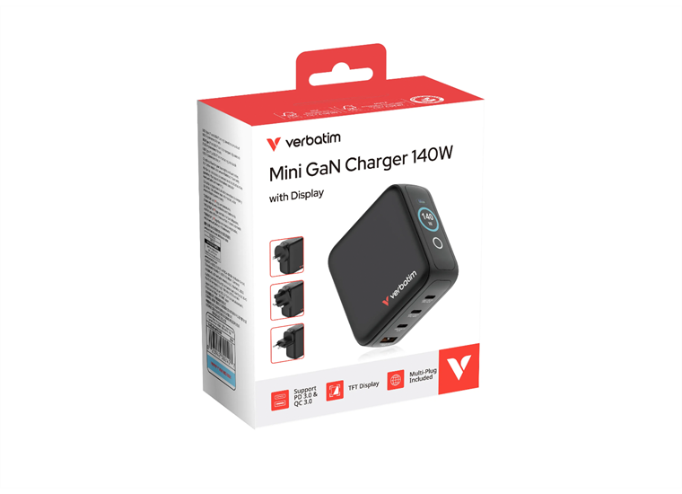 Verbatim Mini GaN Charger 140W Display