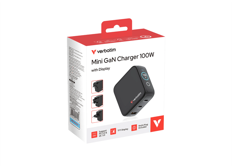 Verbatim Mini GaN Charger 100W Display