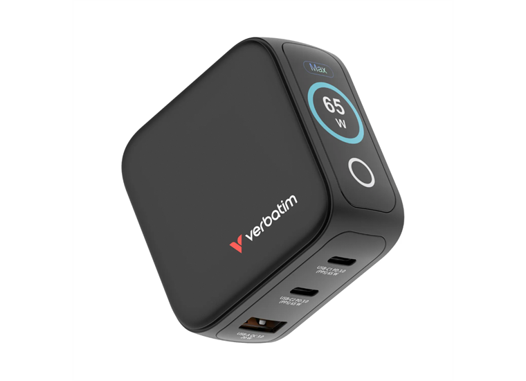 Verbatim Mini GaN Charger 65W Display