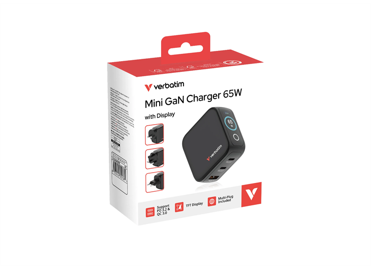 Verbatim Mini GaN Charger 65W Display