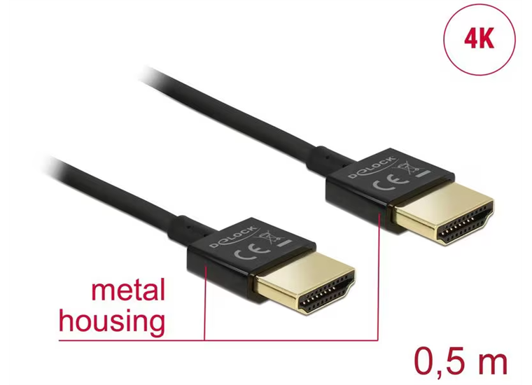DeLock HDMI auf HDMI FlexInstall Kabel 4K Slim