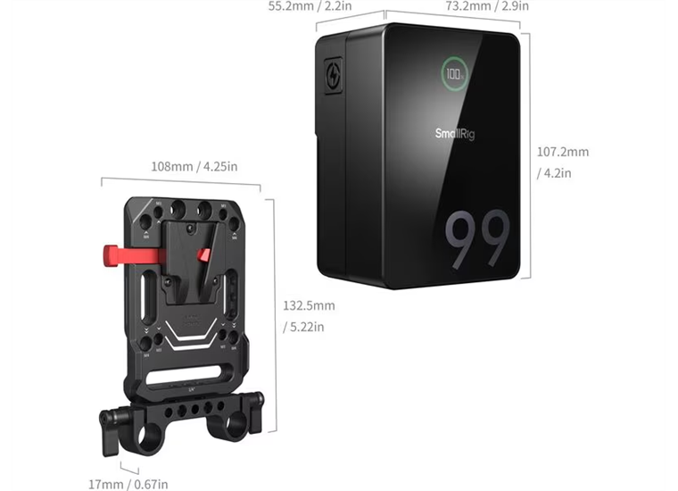 SmallRig Videokamera-Akku VB99 Pro mini Kit Platte + Stange