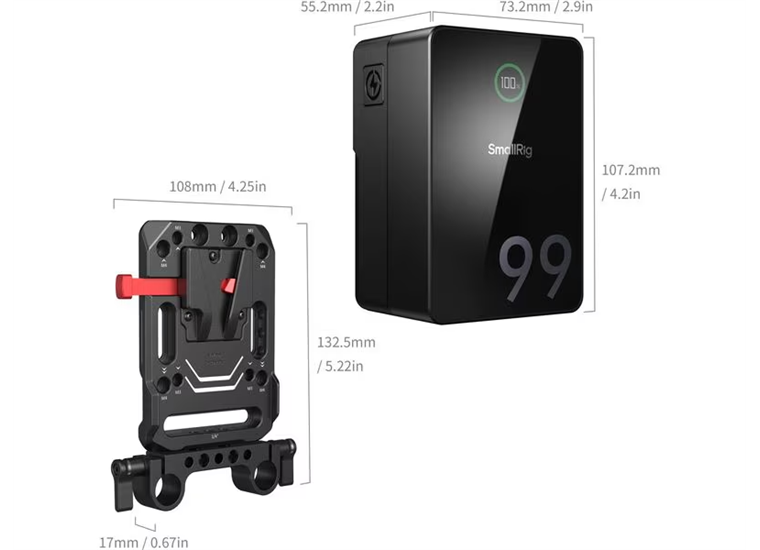 SmallRig Videokamera-Akku VB99 Pro mini Kit Platte + Stange