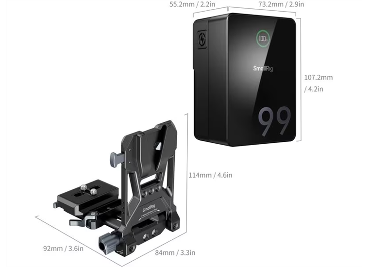 SmallRig Videokamera-Akku VB99 Pro Kit Platte + Stange