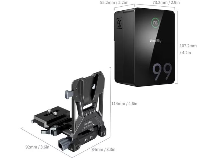 SmallRig Videokamera-Akku VB99 Pro Kit Platte + Stange