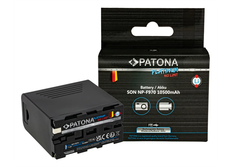 Patona Platinium USB-C Sony NP-F970 Akku 10500mAh