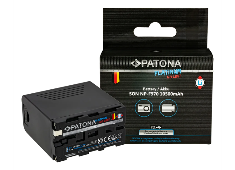 Patona Platinium USB-C Sony NP-F970 Akku 10500mAh