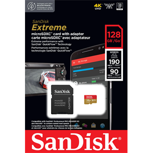SanDisk microSDXC 128GB Extreme 190MBs / 90MBs SanDisk microSDXC 128GB Extreme 190MBs / 90MBs