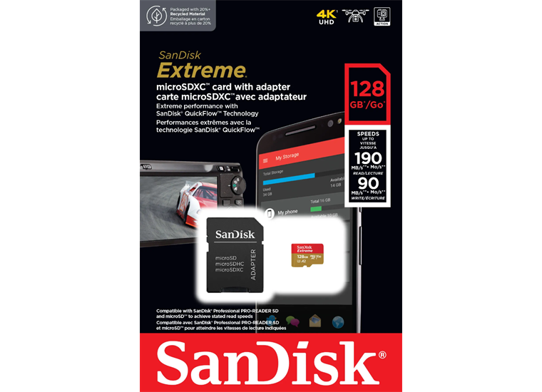 SanDisk microSDXC 128GB Extreme 190MBs / 90MBs